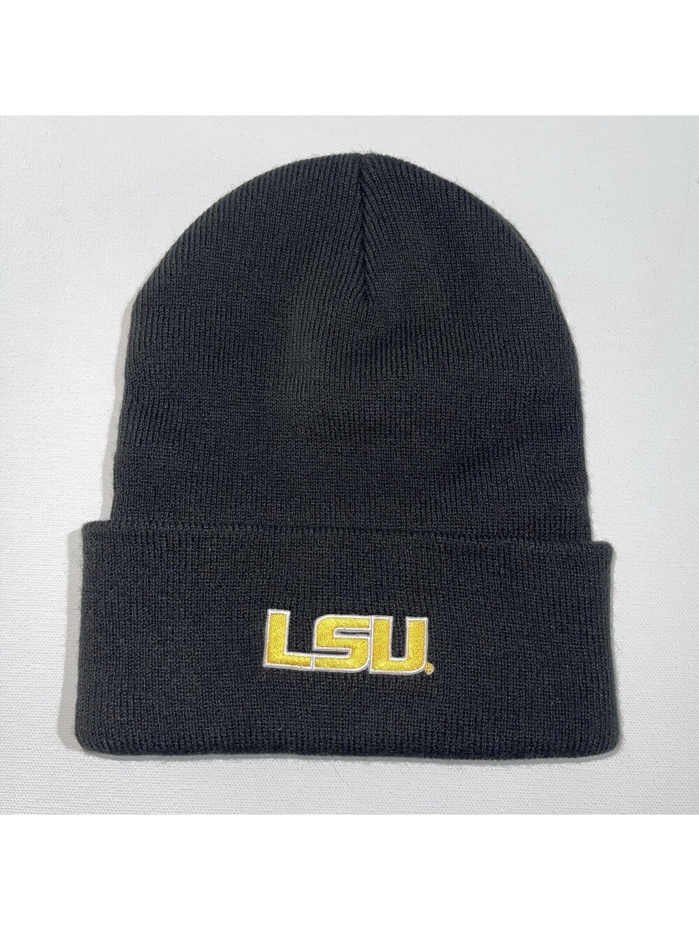 LSU Tigers Knit Beanie Hat Black Cuffed LogoFit Acrylic Winter Cap Unisex
